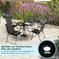 Miniatyrbillede 4 af 6: COSTWAY 86 cm rundt havebord, hærdet glas, 3,5 cm paraplyhul, robust metalstel, til gårdhave altan terrasse Svart