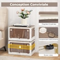 Miniatyrbild 2 av 6: COSTWAY Stapelbara plastförvaringskärl 132 L lock & 3 nivåer & 5 dörrar & hjul för vardagsrum & sovrum 51,5x36,5x88CM Vit Vit Brun