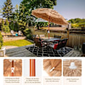 Miniatyrbillede 3 af 6: COSTWAY Hawaii Strandparasol i stråtækt Ø175 x H 194 cm 5 Lag 8 Ribber Vipbar Højdejusterbar Vandtæt polyester Naturlig