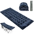 Miniatyrbillede 1 af 6: COSTWAY Velvet campingmadras, 190 x 70 x 7 cm, med 4 fastgørelsesstropper Sengefastgørelseslomme, rejsevandring, blå