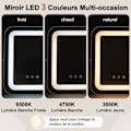Miniatyrbillede 3 af 4: COSTWAY Square Makeup Spejl 25x30CM - Justerbart LED-lys, berøringsskærm, 360° rotation, hukommelsesfunktion, metalstativ