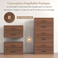 Miniatyrbillede 4 af 4: COSTWAY Stabelbar 2-skuffers kommode, med anti-tip-sæt, til soveværelse, stue, kontor, 60 x 34 x 38 cm, valnød
