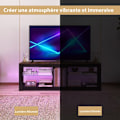 Miniatyrbild 3 av 6: COSTWAY 65" TV-möbel med 20 färger av LED-ljus, justerbara hyllor i härdat glas, 4 fack, 140 x 35 x 47 cm Svart