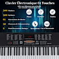 Miniatyrbillede 6 af 6: COSTWAY Digitale Klaver 61 Taster, 300 Rytmer, 300 Timbrer, 50 Demos, 3 Undervisningsmuligheder, LED Skærm, Mikrofon, Notestativ