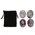 Miniatyrbilde 2 av 5: 4 stk. Reiki Symbolsteiner Glattere Overflater Graverte Reiki Steiner for Hjemmedekorasjon Meditasjonsornament Gave Ametyst