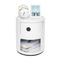 Miniatyrbillede 5 af 5: 2-lags moderne sengebord soveværelse sidebord multifunktionel rund opbevaringsenhed