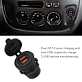 Pikkukuva 5 / 5: Kaksois QC3.0 Pikalataus Kaksois USB Laturipistoke Virta 12/24V Auto Moottoripyörä Vene