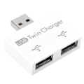 Miniatyrbild 2 av 5: Hub USB2.0 Han till 2-Port USB Dubbel Laddare Splitter Adapter Konverterare Koncentrator (Vit)