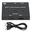 Miniatyrbillede 2 af 5: DisplayPort Switch 2x1/1x2 DisplayPort Bidirectional Switcher Understøtter 8K 30Hz 5K 60Hz 4K 120Hz/60Hz til Skærm Laptop