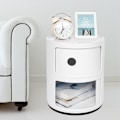Miniatyrbillede 1 af 5: 2-lags moderne sengebord soveværelse sidebord multifunktionel rund opbevaringsenhed