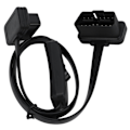 Miniatyrbillede 1 af 5: Sort Han 16 Pin Diagnostisk Fladt Kabel Adapter Konnektor Hun 8 Kerne OBD2 Forlængerkabel med Kontakt