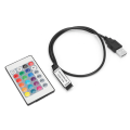 Pikkukuva 1 / 5: 5-24V 24 Näppäimen RGB LED-valonauhan langaton kaukosäädin USB 6A Lampun tehoste IR-ohjain (0,5 m)
