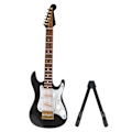 Miniatyrbilde 3 av 5: Delikat 14 cm Mini Elektrisk Gitar Modell Ornament Samling med Stativ (Svart)