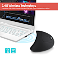 Miniatyrbillede 4 af 5: YWYT 2.4G Trådløs Vertikal Mus Ergonomisk Vertikal Mus Oprejst Mus Optisk Mus 3 Justerbare bevægelseshastighedsniveauer/ Plug&Play Sort