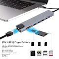 Pikkukuva 4 / 5: 8-in-1 Hub Type-C - HDMI RJ45 PD USB -telakointiasema Type-C Hub Splitter -muunninadapteri