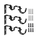 Miniatyrbilde 2 av 5: 3 Sett Gardinstang Krok Holder Jernbrakett Universell Design Hjemmedekorasjon for Soverom