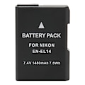 Miniatyrbillede 4 af 5: EN EL14 Lithium Ion Batteri 1480mAh Kamera Erstatningsbatteri til Nikon D5300 D3200 D5200 D3400 D5600 D3500 D3300 D3100