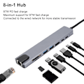 Pikkukuva 3 / 5: 8-in-1 Hub Type-C - HDMI RJ45 PD USB -telakointiasema Type-C Hub Splitter -muunninadapteri