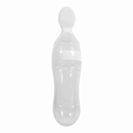 Miniatyrbillede 2 af 5: 90 ml silikone babyflaske med ske til småbørn, frisk mad, korn, klem-feeder (hvid)