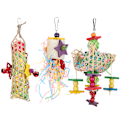 Pikkukuva 1 / 5: 3kpl Rattan Paper Bird Hanging Cage -lelut koukulla, papukaijojen pureskeluleluvaruste