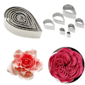 Miniatyrbilde 2 av 5: 7 stk./sett Rosekutter Rustfritt Stål Vanndråpeform Fondant Blomsterformer Petal Stencils Kutter Kakedekorasjonsverktøy