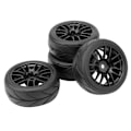 Miniatyrbillede 1 af 5: 4 stk. Gummi RC Racing Dæk Bil On Road Fælg Passer Til HSP HPI 9068‑6081 1/10