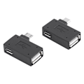 Miniatyrbild 4 av 5: 2 st USB 2.0 Honkontakt till Han Micro OTG Adapter Strömförsörjningsport 90 Grader Vänster 90 Grader Höger Vinklad