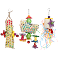 Pikkukuva 2 / 5: 3kpl Rattan Paper Bird Hanging Cage -lelut koukulla, papukaijojen pureskeluleluvaruste