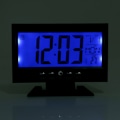 Miniatyrbillede 5 af 5: LCD Digital Lydsensor Bord Skrivebords Vækkeur med Kalender og Temperaturvisning Sort