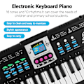 Miniatyrbillede 1 af 5: 61 Tangenter Digitalt Musik Elektronisk Keyboard Børn Multifunktionelt Elektrisk Klaver til Klaverstuderende med Mikrofonfunktion Musikinstrument