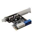 Pikkukuva 1 / 4: PCI-E - USB 3.0 -laajennuskortti, 19-nastainen muunnin, ulkoinen 2-porttinen USB 3.0, kaksois-USB 3.0 -liitäntä PC-työpöydälle