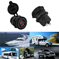 Pikkukuva 4 / 5: Kaksois QC3.0 Pikalataus Kaksois USB Laturipistoke Virta 12/24V Auto Moottoripyörä Vene