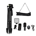 Miniatyrbild 3 av 5: Videoutrustning med Stativ, Mikrofon, LED-Fylljus, 360° Rotering, Smartphone Vlogg-Kit