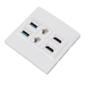 Miniatyrbillede 1 af 5: 6 Port Multimedie Vægplade 5Gbps 4K 60HZ HD Multimedie Interface Cat6 RJ45 USB3.0 Combo Vægplade Panel