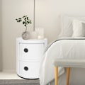 Miniatyrbillede 3 af 5: 2-lags moderne sengebord soveværelse sidebord multifunktionel rund opbevaringsenhed