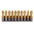 Miniatyrbillede 3 af 5: 10 stk. Titanium Belagt 1/4\" Hex Skaft 25mm Længde PH2 Antislip Magnetisk S2 Skruetrækker Bits Sæt
