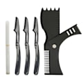 Miniatyrbild 3 av 5: Skäggformare-set för trimning och styling - Vit barberpenna, svart skäggmall, mallkit