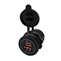 Pikkukuva 1 / 5: Kaksois QC3.0 Pikalataus Kaksois USB Laturipistoke Virta 12/24V Auto Moottoripyörä Vene