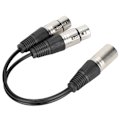 Miniatyrbillede 1 af 5: XLR Han til Dobbelt XLR Hun Kabel Mikrofon Stereo Balanceret Tilslutningsledning til Lydadapter Hvid 1m / 3.3ft