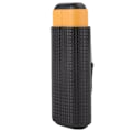 Miniatyrbillede 4 af 5: Sort Læder Cedertræ 2 Rørs Rejse Cigar Etui Humidor med Cigar Klipper