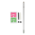 Miniatyrbilde 3 av 5: Stylus Penn Nøyaktig Posisjonering 3 i 1 Multifunksjonell Kapasitiv Stylus med 2 Fiber Nibber for Nettbrett Mobiltelefoner Sølv