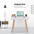Miniatyrbilde 4 av 5: Skrivebord Datamaskin Moderne Laptop Sminkebord Arbeidsstasjon 2 Oppbevaringsskuffer for Hjemmekontor