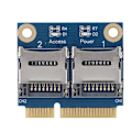 Miniatyrbillede 1 af 5: Mini PCIe til Dobbelt Micro Secure Digital Hukommelseskort Adapter Konverter Udvidelseskort