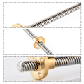 Miniatyrbillede 5 af 5: T8 8mm Trapezformet Rustfrit Stål Gevindstang Spindel & Messingmøtrik til 3D Printer 150mm