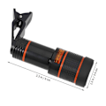 Miniatyrbillede 3 af 4: 12X Universal Monokulær Zoom Optisk Mobiltelefon Linse Observation Undersøgelse Telefotolinse til Smartphone Sort