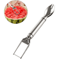 Miniatyrbild 2 av 5: 2-i-1 Vattenmelonskivar & Gaffel Vattenmelonskivar Rostfritt Stål Fruktkniv Skärverktyg Köksredskap Vattenmelonsgaffel