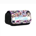 Kpop Huntrix Cartoon Print Double-Zipper Pencil Case, Large Capacity Student Stationery Bag
