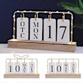 Miniatyrbillede 2 af 5: Metalramme LED Lys Dekor Hjerteformet Bordkalender Træbase Flip Evighedskalender