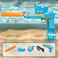 Miniatyrbillede 3 af 5: Elektrisk vandpistol legetøj, Desert Eagle design, højtryks automatisk vandskyder med sigtekorn, orange og grå