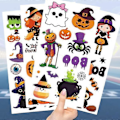 Pikkukuva 4 / 5: Lasten Halloween-tatuoinnit - 10 arkki Halloween-tatuointeja pojille ja tytöille, Halloween-koristelahjat Halloween-sarja (10 kpl/pakkaus)